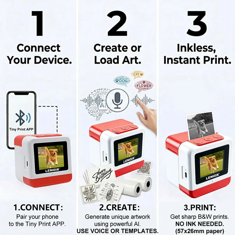 Lenoxx AI Printer with Voice Recognition and 99-Language Support
