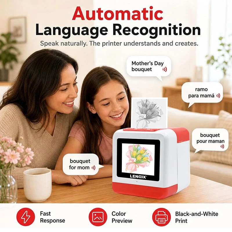 Lenoxx AI Printer with Voice Recognition and 99-Language Support
