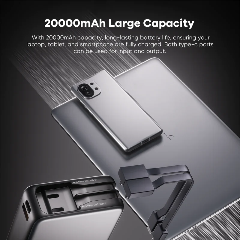ZLOS 20000mAh Power Bank 65W With Build-in Cable