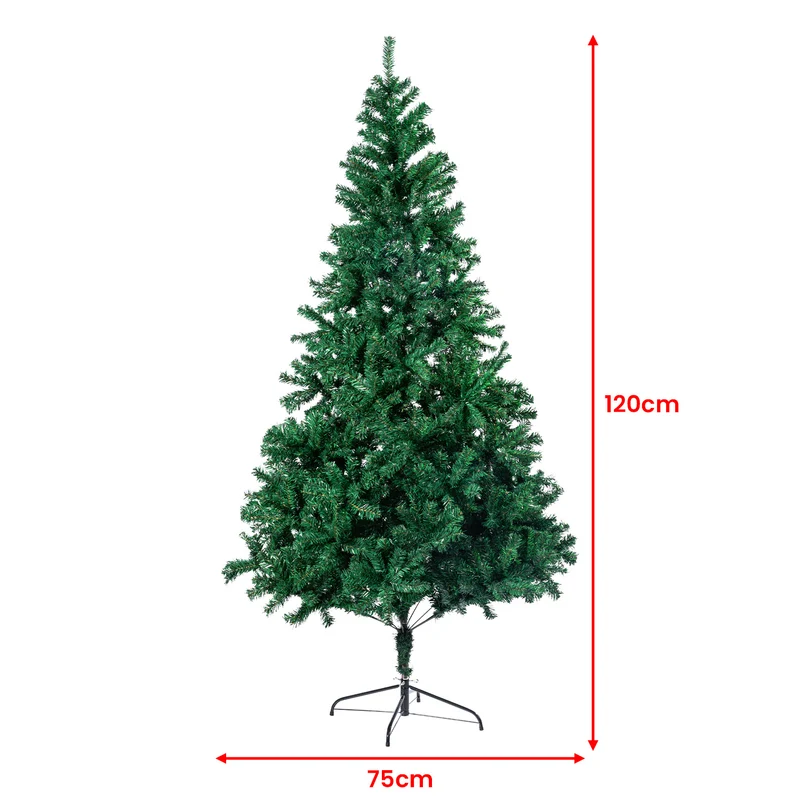 Christabelle 1.2m Green Artificial Christmas Tree Xmas 300 Dense Tips with Metal Stand
