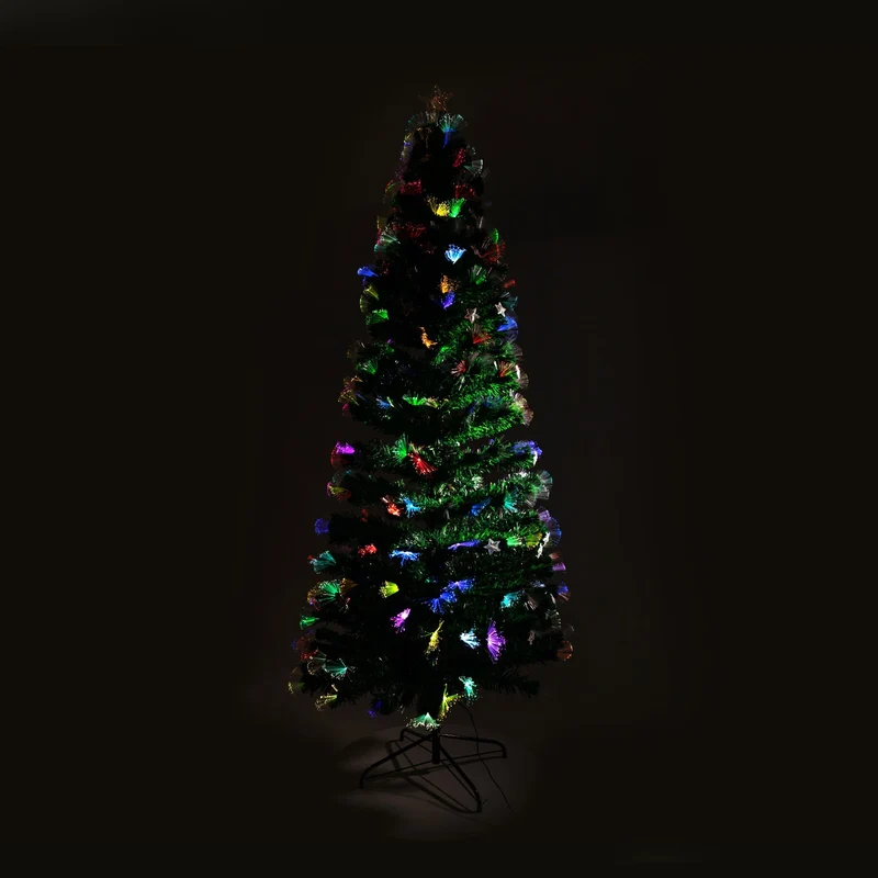 Christabelle 2.4m 8ft Pre-Lit Fibre Optic Artificial Christmas Tree with Multicolour Twinkling Star Lights
