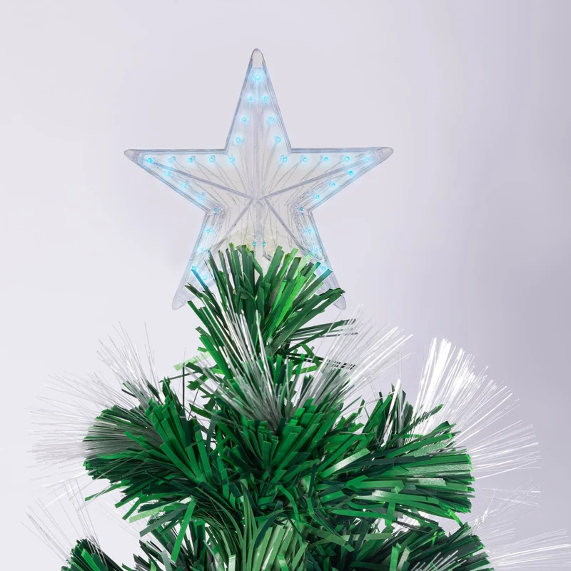 Christabelle 2.4m 8ft Pre-Lit Fibre Optic Artificial Christmas Tree with Multicolour Twinkling Star Lights