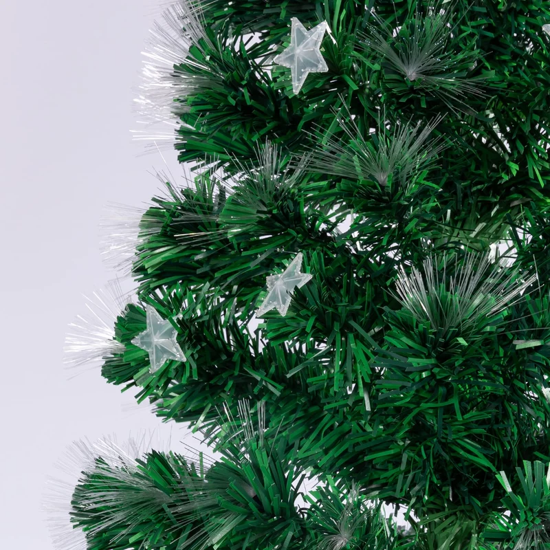 Christabelle 2.4m 8ft Pre-Lit Fibre Optic Artificial Christmas Tree with Multicolour Twinkling Star Lights