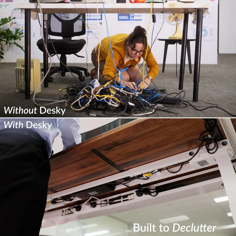 Desky Integrated Cable & Data Channel 10-Plug Wheat