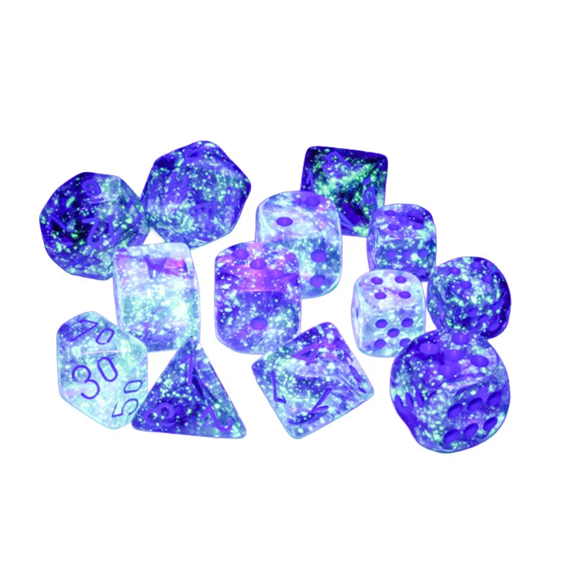 Chessex CHX 27957 Nebula Nocturnal/Blue Luminary 12mm D6 Dice Block (36 Dice)
