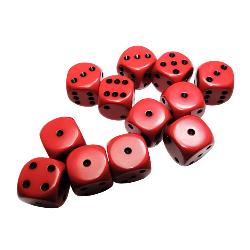 Chessex CHX 25614 Opaque Red/Black 16mm D6 Dice Block (12 Dice)