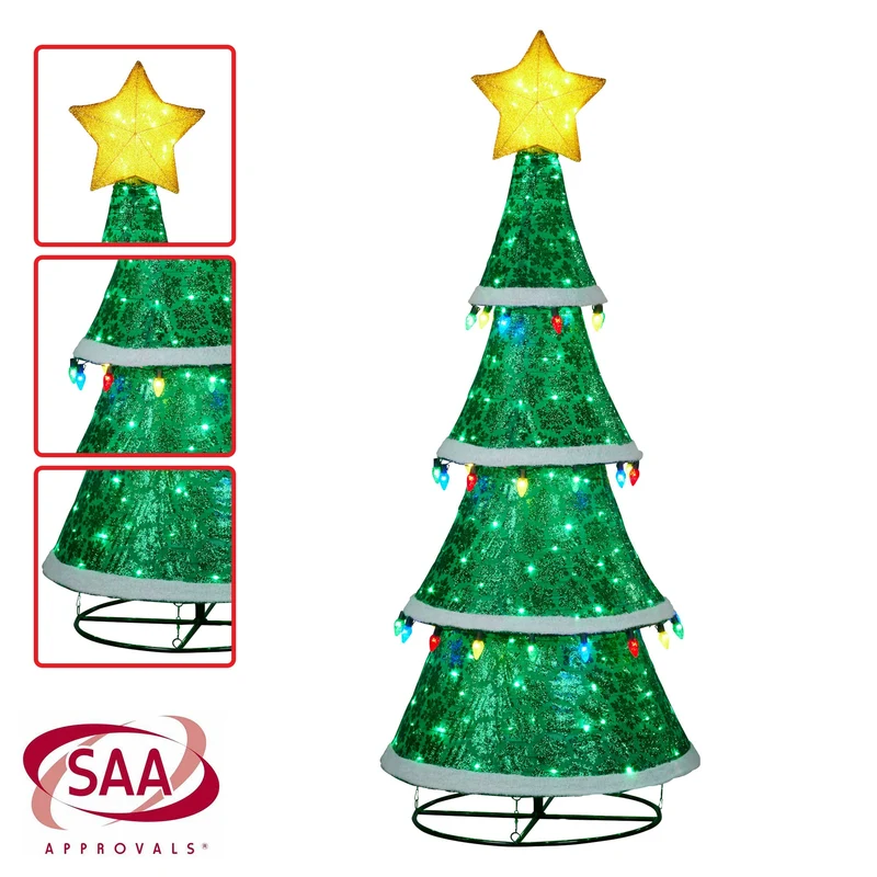 Christabelle Large 2m Indoor Outdoor Tiered Christmas Tree with Lights