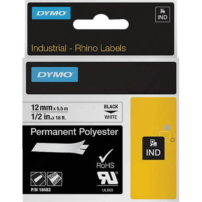 Dymo 18483 Rhino 12mm Industrial Tape (6 Pack)
