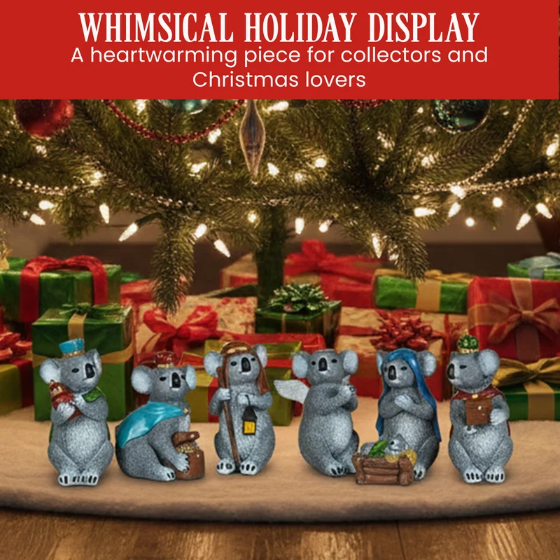Christabelle 7 Piece Koala Christmas Nativity Scene Christmas Tree Decoration Ornaments