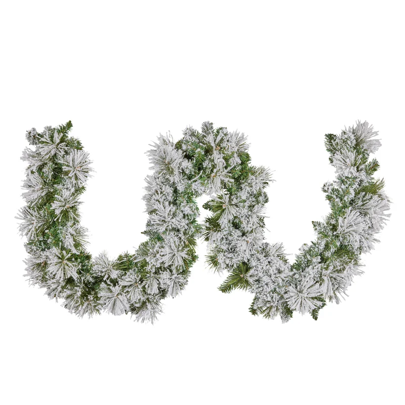 Christabelle Majestic Snow 274cm 9ft Prelit Flocked Christmas Garland with 100 Multi-Function LED Lights