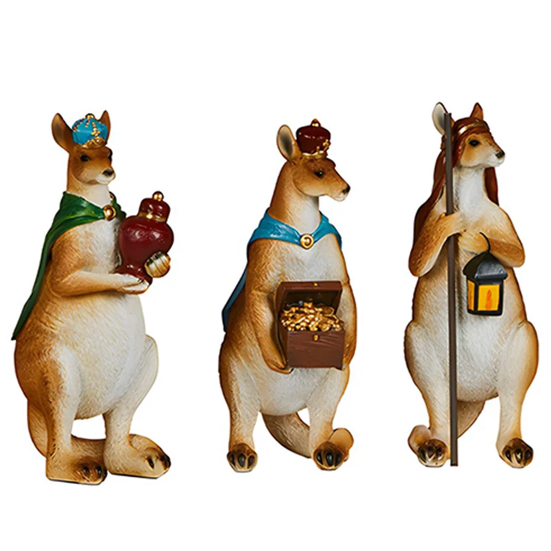 Christabelle 17cm Kangaroo Christmas Nativity Scene Christmas Tree Decoration Ornaments 7 Piece Set