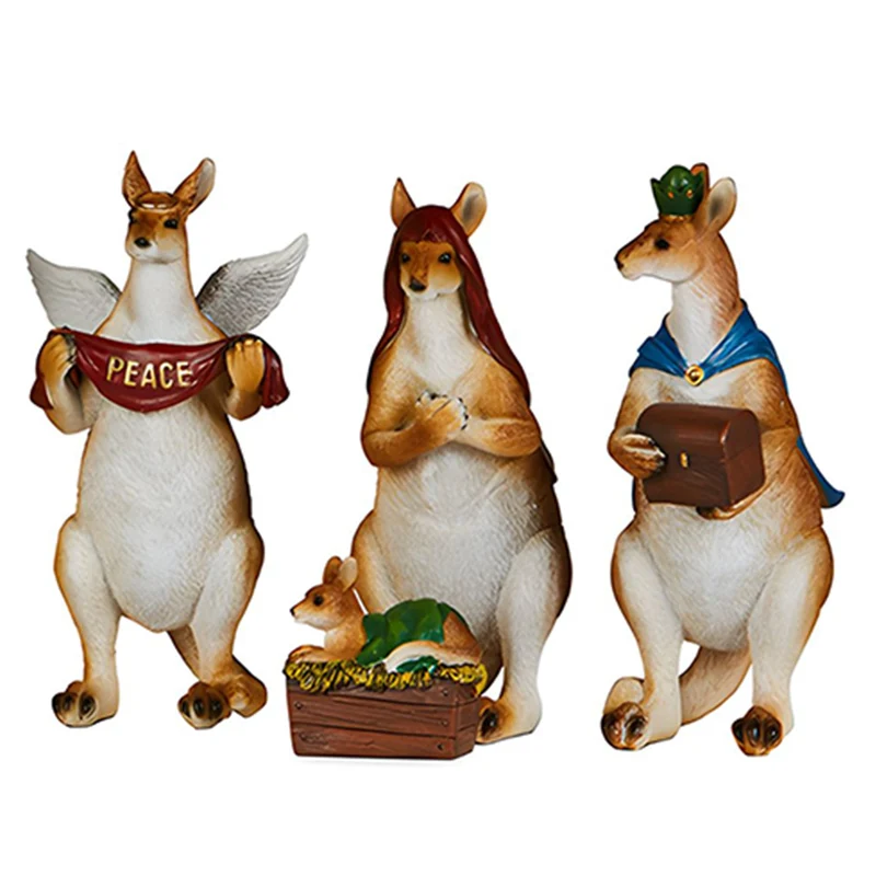 Christabelle 17cm Kangaroo Christmas Nativity Scene Christmas Tree Decoration Ornaments 7 Piece Set