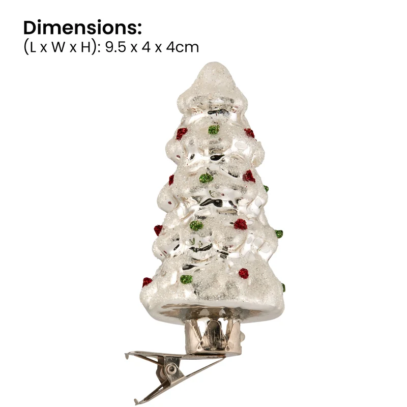 Christabelle Box of 6 Silver Glass Tree Ornaments with Glitter