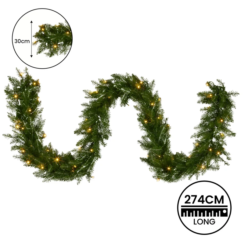 Christabelle 2.74m Christmas Garland with LED Lights Dunhill Shimmer Fir Tree Decoration Ornament