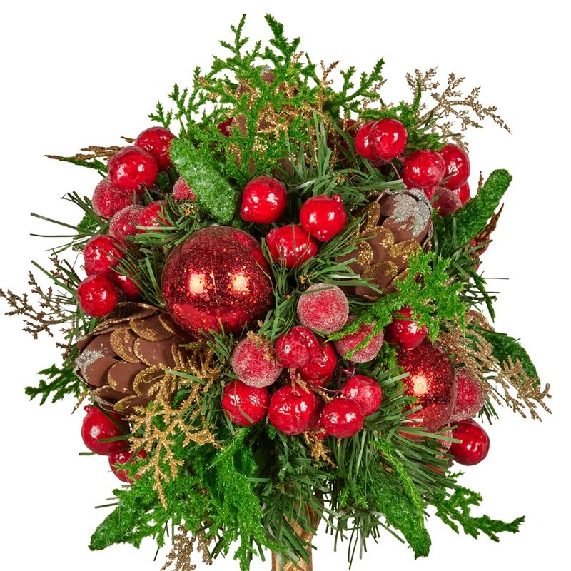 Christabelle 36cm Christmas Tabletop Topiary with Berries Baubles & Pine Cones
