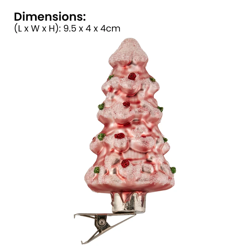 Christabelle Box of 6 Pink Glass Tree Ornaments with Glitter