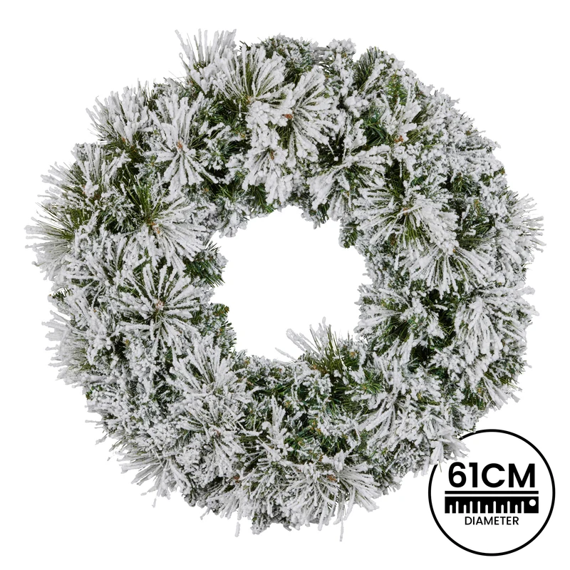 Christabelle 61cm Snow Christmas Wreath Lush Majestic Front Door Decoration Ornament