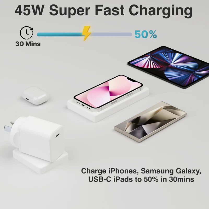 Laser ChargeCore 45W PD GaN Wall Charger (White)