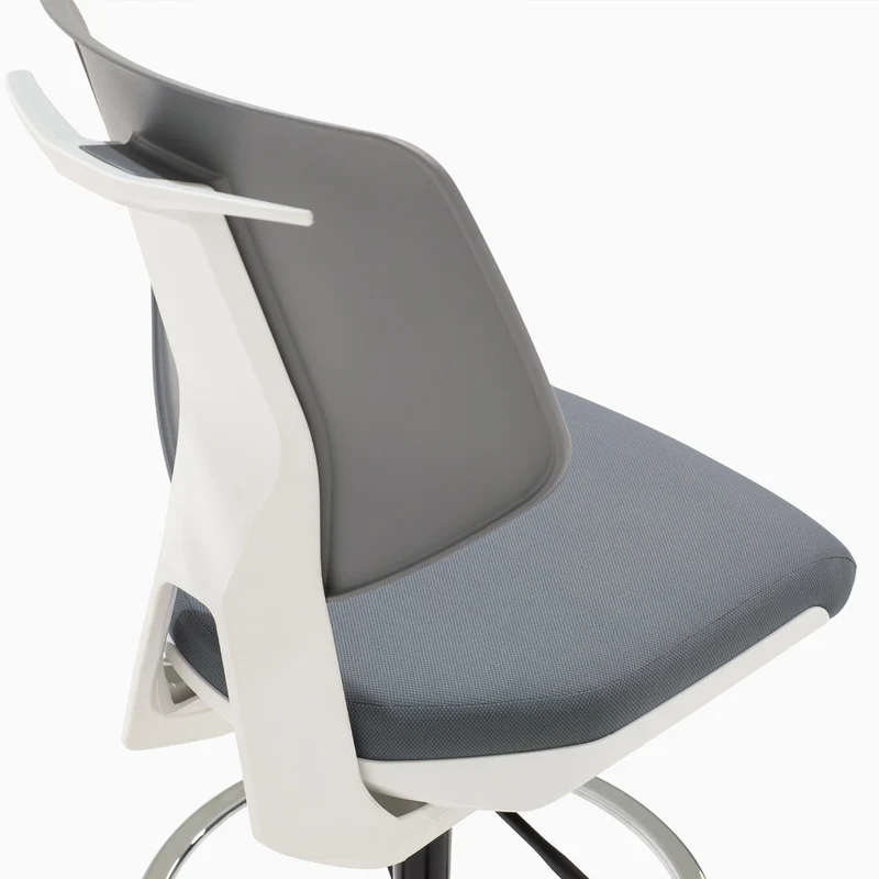Desky Swivel 3D Tilt with Drafting Chair White/Grey