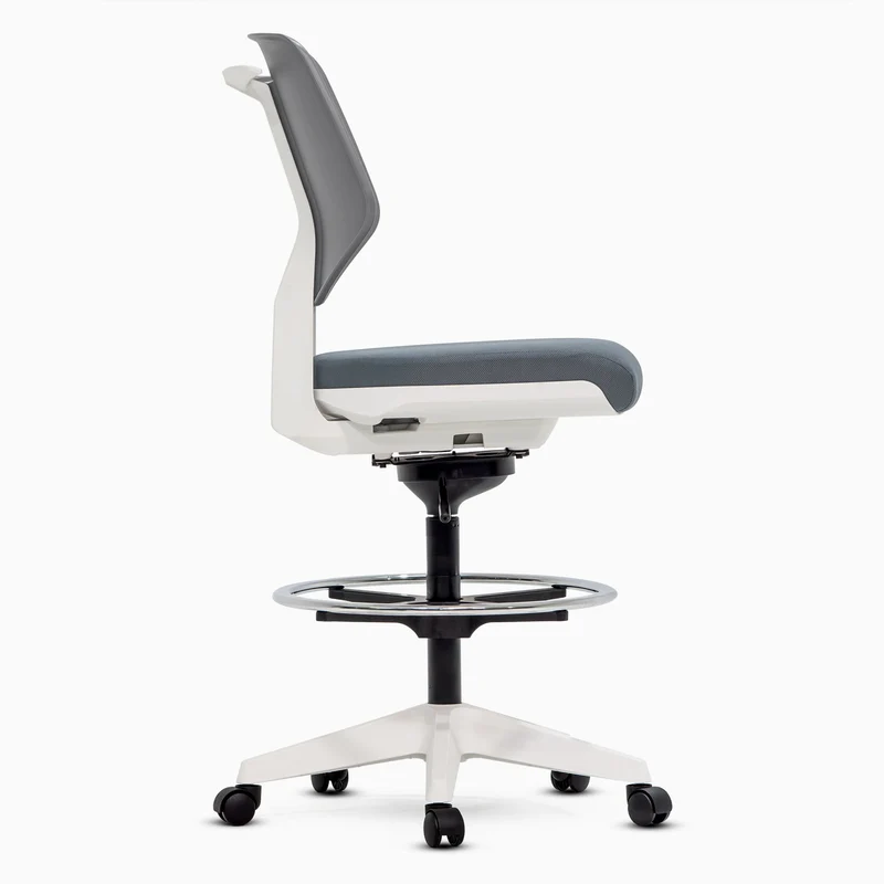 Desky Swivel 3D Tilt with Drafting Chair White/Grey