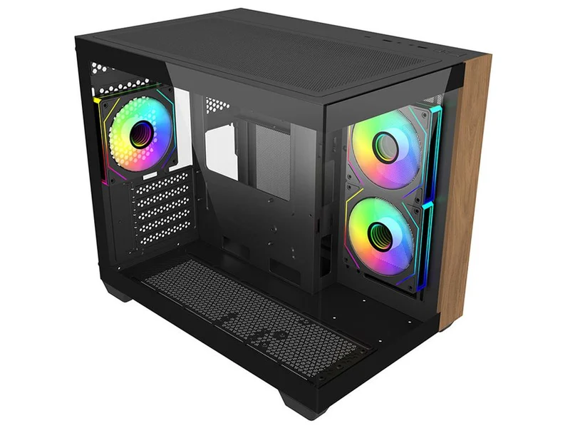 Cooler Master Elite 481 Wood Dual-Chamber Micro-ATX Case - Black