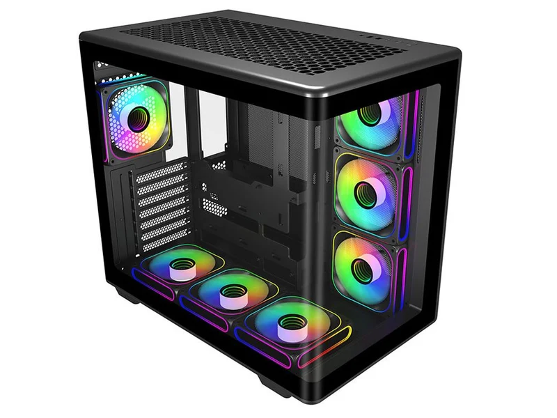 Cooler Master Elite 600 Curved Tempered Glass Dual-Chamber ATX Case - Black