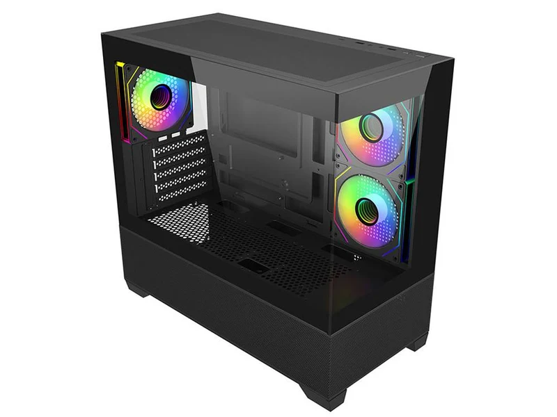 Cooler Master Elite 490 Dual Tempered Glass Micro-ATX Case - Black