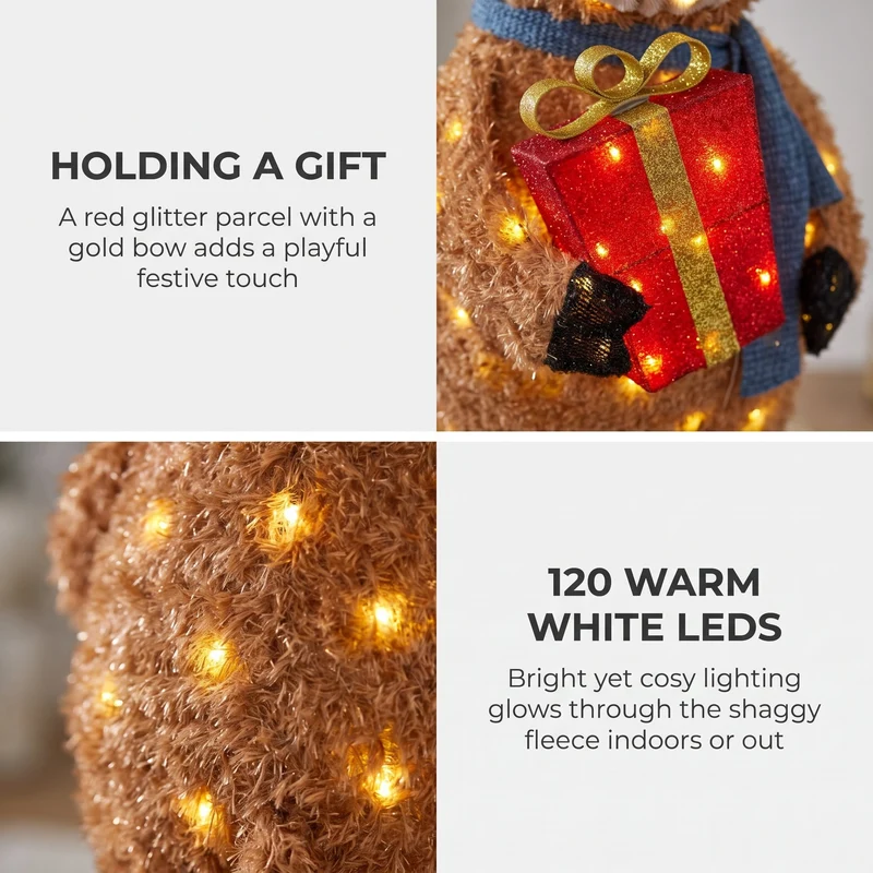 Christabelle 96cm Highland Cow Christmas Light Up Display LED Novelty Animal Gift Outdoor Indoor Xmas Yard Lawn Statue