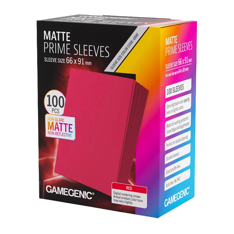Gamegenic 100ct Matte Prime Card Red Sleeves 66x91mm