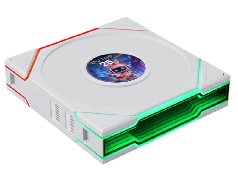 Lian Li Uni Fan TL Flex 1.8in LCD 2.4GHz Wireless 120mm Reverse Blade ARGB Fan 3 Pack - White (12RTLLCD1F3W)
