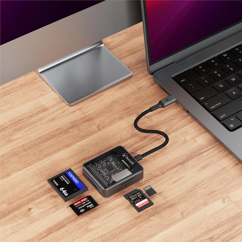 Bonelk Vision Long-Life USB-C to 4in1 Multi Card Adapter (SG/Clear)