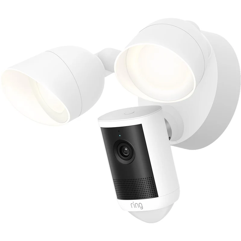 Ring Floodlight Camera 2K Wired Security Camera (White)
