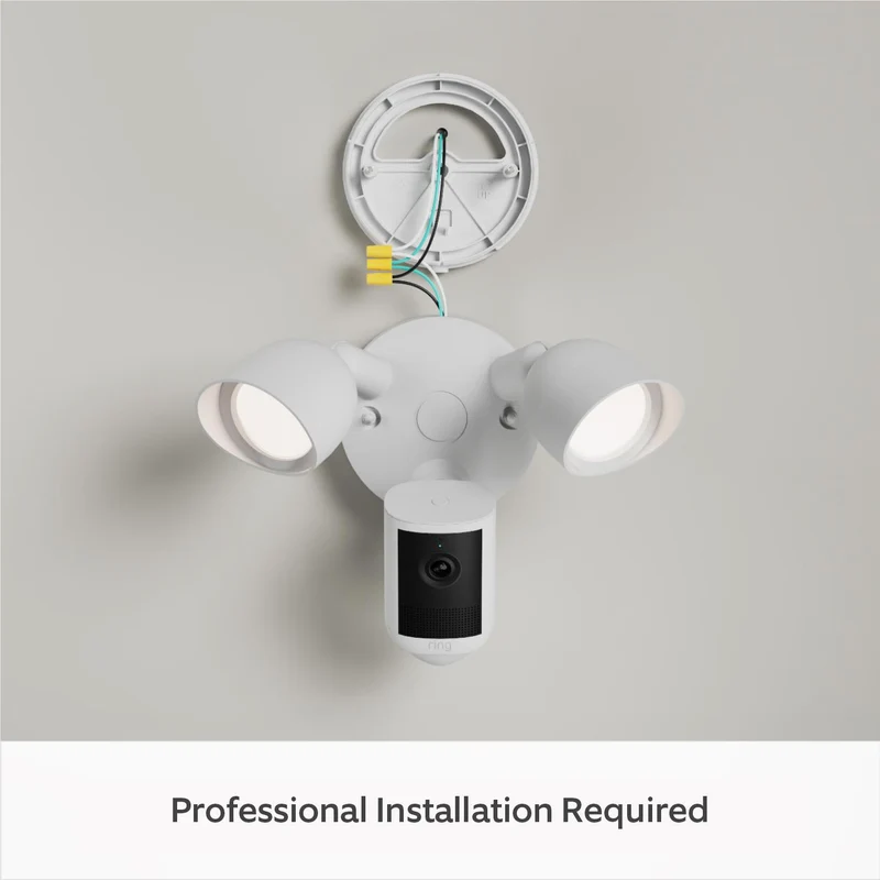 Ring Floodlight Camera 2K Wired Security Camera (White)