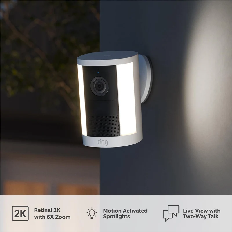 Ring Spotlight Cam 2K (2nd Gen) Battery Powered Security Camera (White) [2 Pack]