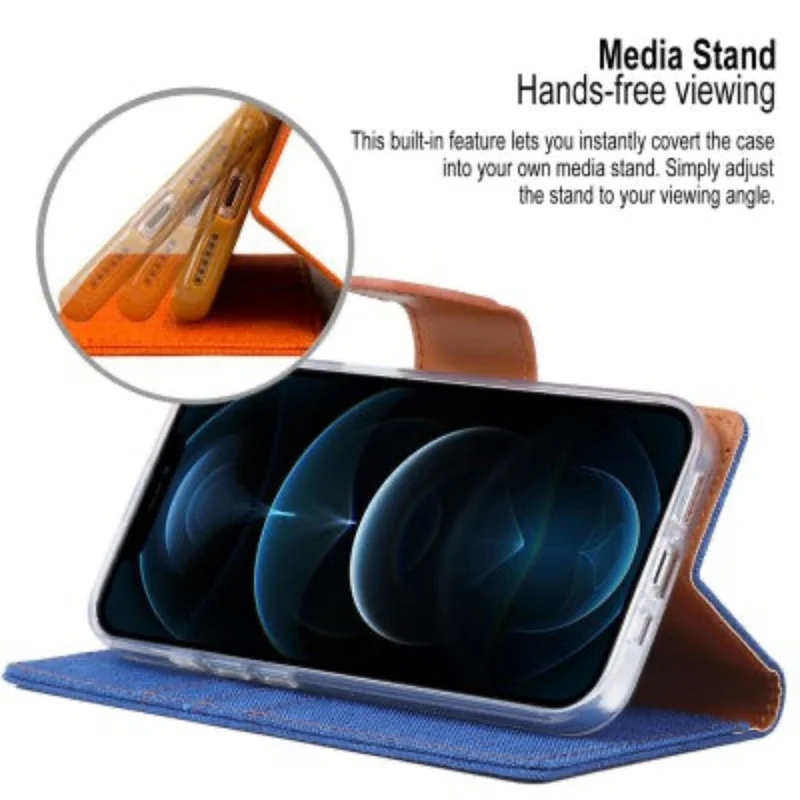 Goospery Canvas Diary case for iPhone 14 Plus - Navy