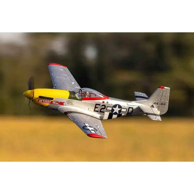 E-Flite RC Plane UMX P-51D Mustang "Detroit Miss" 500mm Warbird BNF Basic with AS3X and Smart Technology