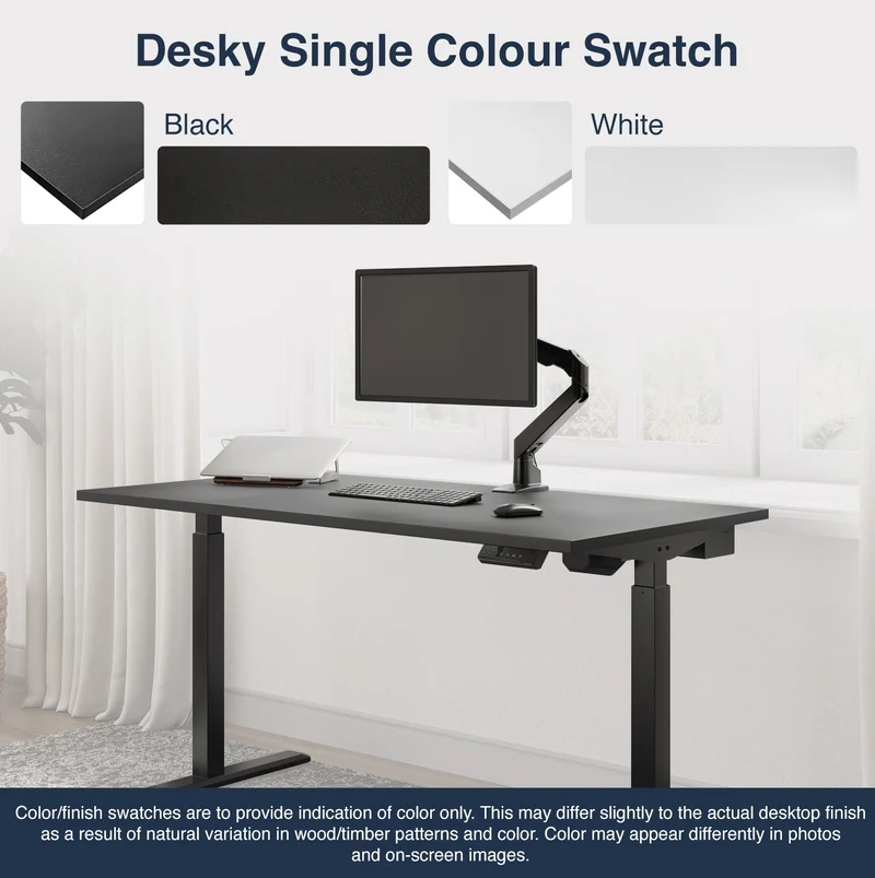 Desky Single Sit Stand Gaming Desk 200cm White Desktop and White Frame