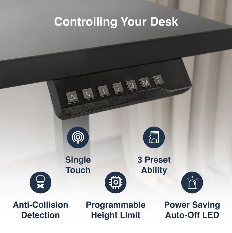 Desky Single Sit Stand Desk 180cm White Desktop and White Frame
