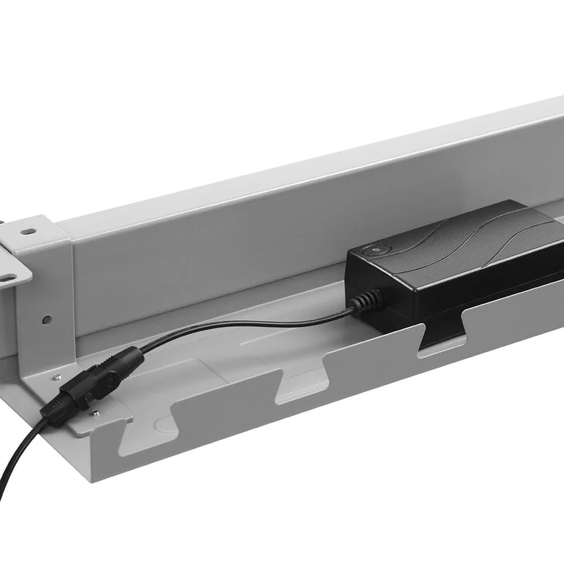 Desky Single Sit Stand Desk 200cm Black Desktop and White Frame