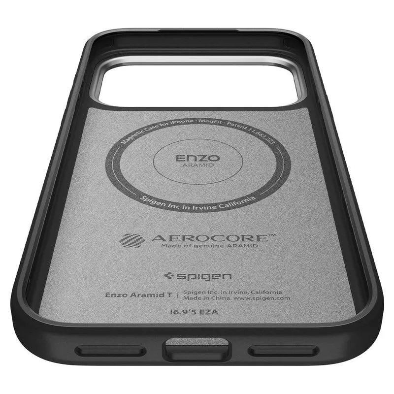 SPIGEN Enzo Aramid Camera Control Button MagSafe Case for iPhone 18 Pro/17 Pro (Black Silver)