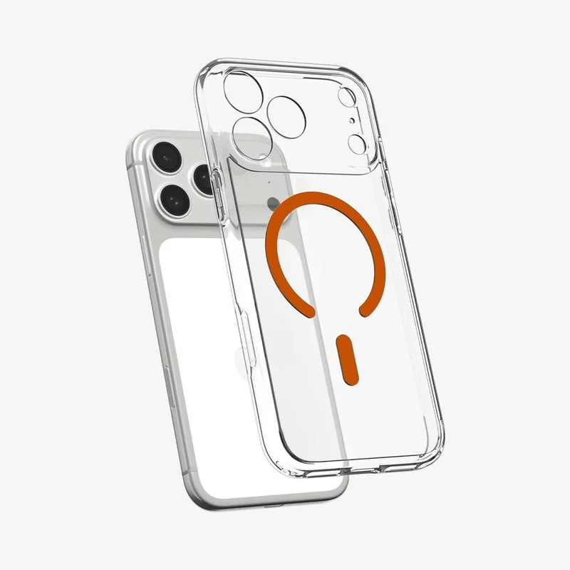 SPIGEN Ultra Hybrid MagSafe Case for iPhone 18 Pro/17 Pro (Clear Case/Orange Ring)