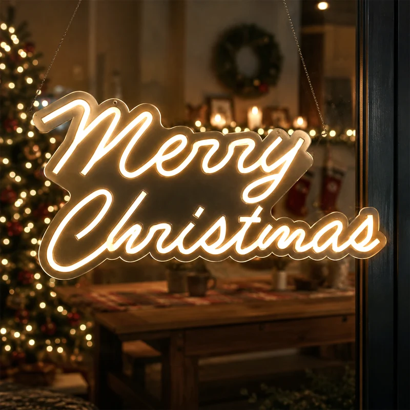 Lexi Lighting 50cm Merry Christmas Neon Sign - Warm White