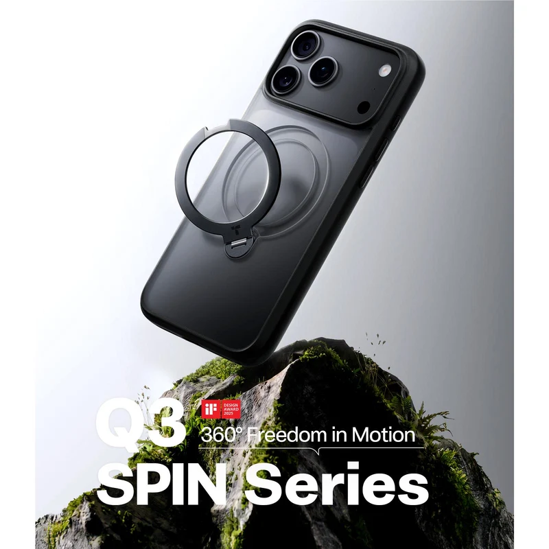 Torras Ostand Q3 Spin Case for iPhone 18 Pro (Black)