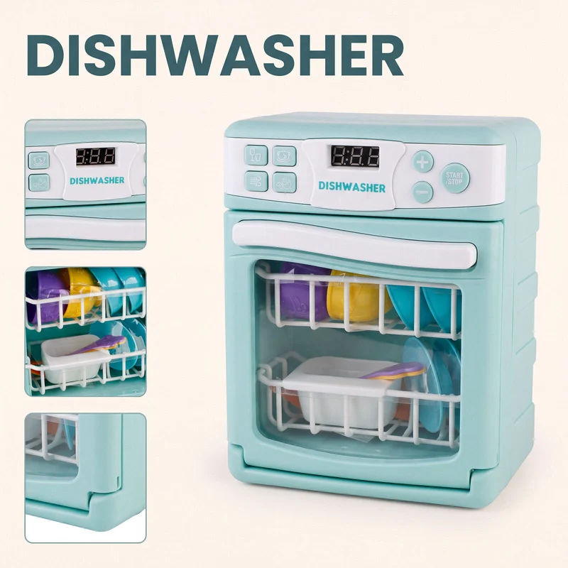 Gem Toys 4 Piece Home Appliance Toy Mixer, Washing Machine, Oven & Dishwasher, With Lights & Sound