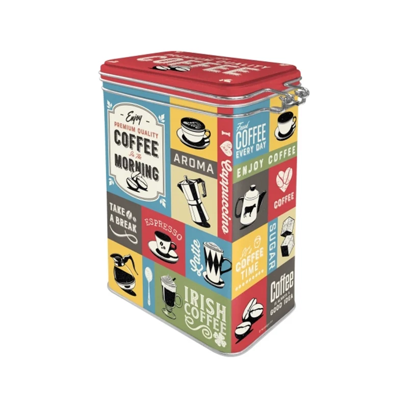Nostalgic-Art Storage Clip Top Tin 1.3L 17.5cm Coffee Collage