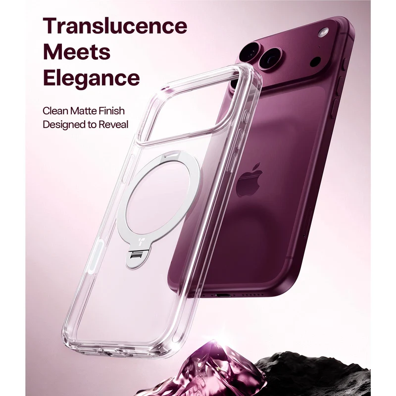Torras Ostand Q3 Spin Case for iPhone 18 Pro Max (Clear)