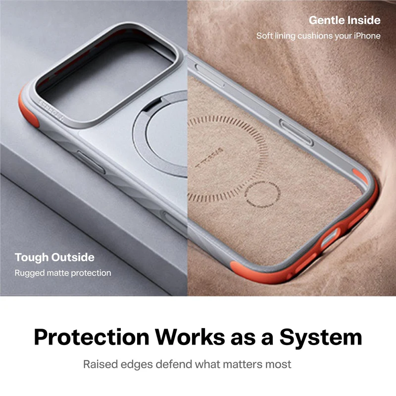 Torras Ostand Q3 Rugged Case for iPhone 18 Pro Max (Sunrise White)