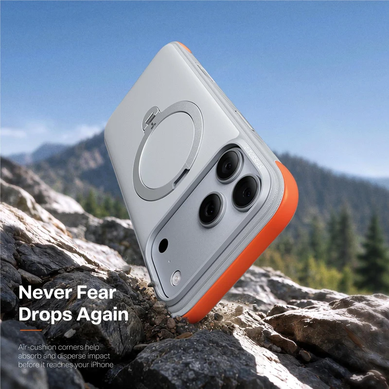 Torras Ostand Q3 Rugged Case for iPhone 18 Pro (Sunrise White)