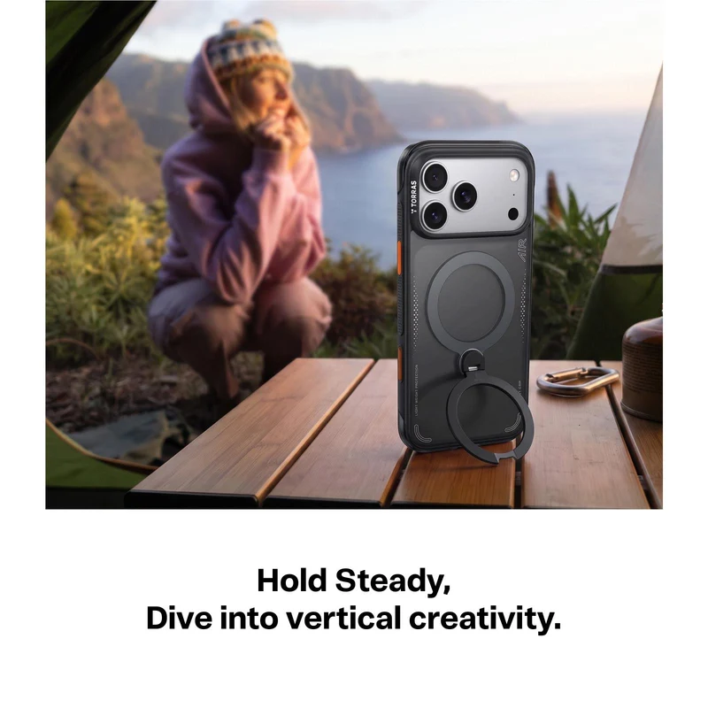 Torras Ostand Q3 Air Case for iPhone 18 Pro (Black)