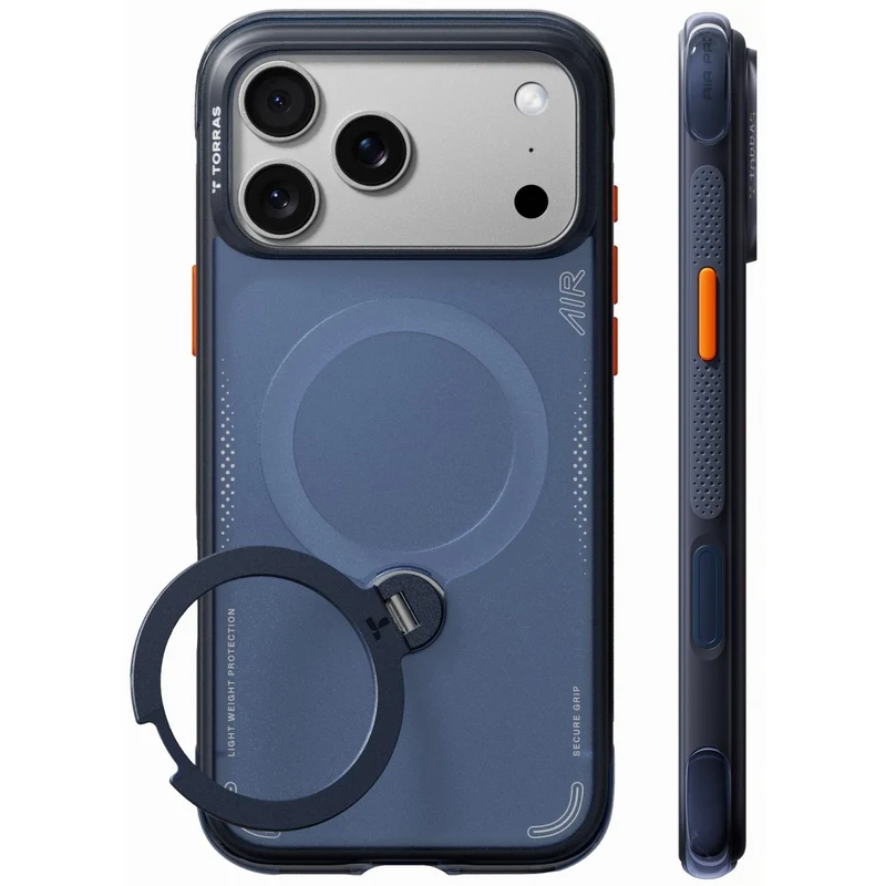 Torras Ostand Q3 Air Case for iPhone 18 Pro (Deep Blue)